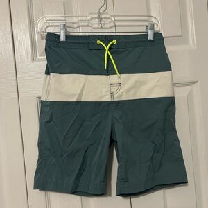 Old Navy Boys Swim Board Shorts in Green and Cream